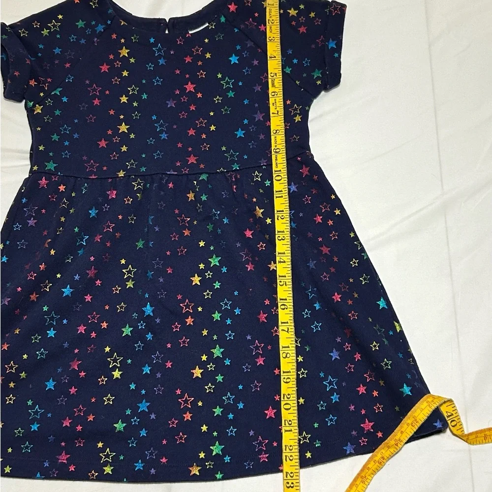 Gymboree Girls Size 6 Navy Blue Multi Stars Short Sleeve Sweatshirt Skater Dress